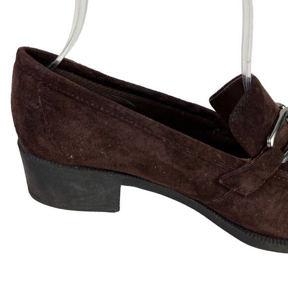 Cobbie Cuddlers Womens Brown Suede Slip On Leather Loafers Block Heel Shoes 7.5W - Picture 3 of 16